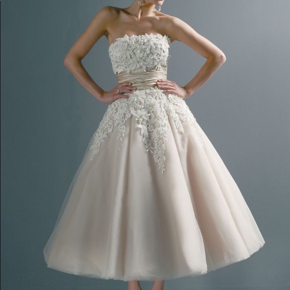 Justin Alexander Tea Length Wedding Dress, #8465